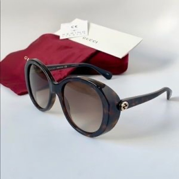 New - GUCCI WOMENS ROUND HAVANA HAVANA BROWN SUNGLASSES GG0368S-30006035-002 - Picture 10 of 10